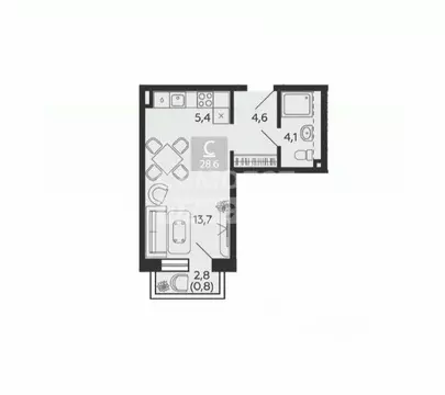 Студия Москва наб. Марка Шагала, 11к2 (28.6 м)