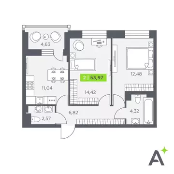 2-к кв. Ленинградская область, Всеволожский район, Заневское городское ...