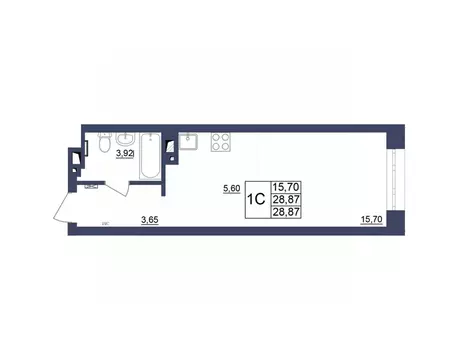 Студия Башкортостан, Уфа Космос жилой комплекс, лит1 (28.69 м)