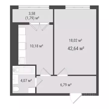 1-к кв. Сахалинская область, Южно-Сахалинск Хомутово п/р,  (40.85 м)