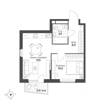 1-к кв. Свердловская область, Екатеринбург Солнечный жилрайон,  (40.4 ...