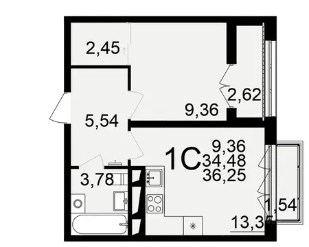1-к кв. Тульская область, Тула пос. Горелки, Время жилой комплекс ...