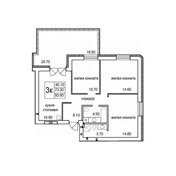 3-к кв. Новосибирская область, Новосибирск Родниковая ул., 2 (93.9 м)
