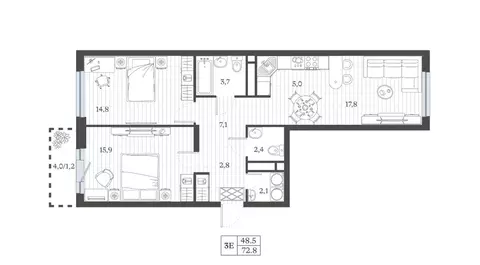 3-к кв. Дагестан, Дербент ул. Сальмана (71.63 м)