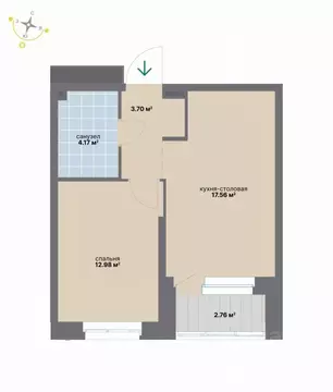 1-к кв. Свердловская область, Екатеринбург ул. Студенческая, 16 (41.17 ...