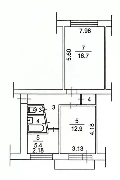 2-к кв. Томская область, Томск Тверская ул., 101А (50.0 м)