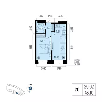 2-к кв. Башкортостан, Уфа Глумилино-1 мкр, Новатор жилой комплекс ...