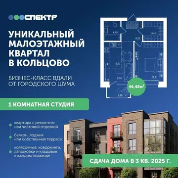 Студия Новосибирская область, Кольцово рп, Спектр мкр 11 (46.48 м)