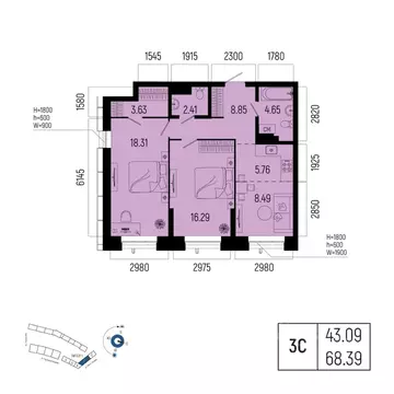 3-к кв. Башкортостан, Уфа Глумилино-1 мкр, Новатор жилой комплекс ...