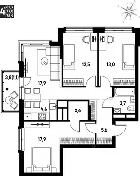 Студия Пермский край, д. Кондратово просп. Дягилева, 3 (78.9 м)
