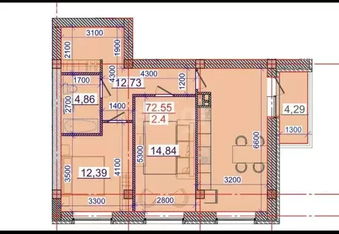 2-комнатная квартира: Владикавказ, улица Куйбышева, 71 (72 м)