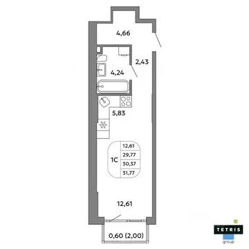 Студия Свердловская область, Екатеринбург Уралмаш жилрайон,  (30.37 м)