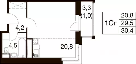 Студия Московская область, Балашиха Гагарина мкр, ул. Проектная, 9Ас1 ...