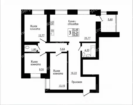 3-к кв. Воронежская область, Семилуки ул. Маяковского, 31 (87.8 м)