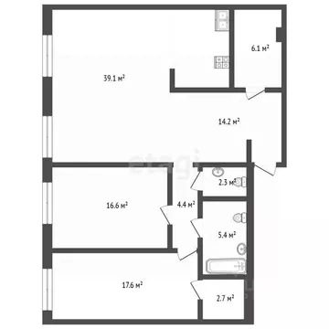 2-к кв. Тюменская область, Тюмень ул. Республики, 204к3 (107.1 м)