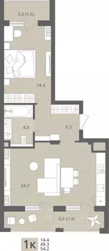 1-к кв. Калининградская область, Пионерский пос. Рыбное,  (54.2 м)