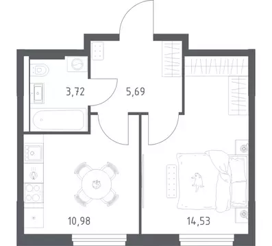 1-к кв. Башкортостан, Уфа ул. Минигали Губайдуллина, 8к9 (34.92 м)