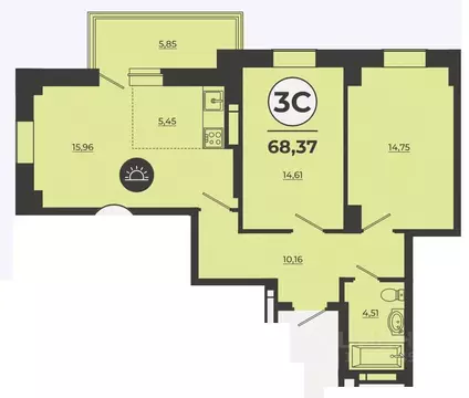 2-к кв. Ростовская область, Ростов-на-Дону Левенцовский мкр, ...