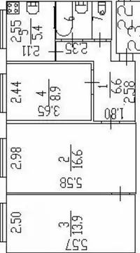 3-к кв. Санкт-Петербург Тихорецкий просп., 9К4 (56.0 м)
