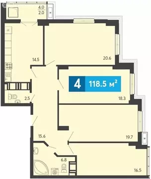 4-комнатная квартира: Засечное, Прибрежный бульвар, 5 (118.5 м)