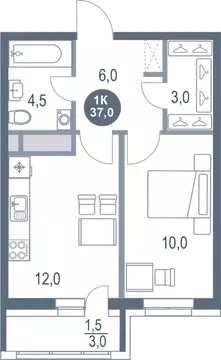 1-комнатная квартира: Котельники, микрорайон Новые Котельники, 11 (37 ...
