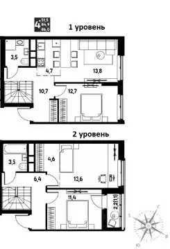 Студия Пермский край, д. Кондратово просп. Дягилева, 3 (86.0 м)