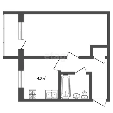 Квартира, 1 комната, 30.3 м