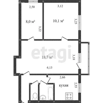 3-комнатная квартира: Калуга, улица Степана Разина, 67 (49.9 м)