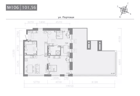 2-к кв. Татарстан, Казань Живи на Портовой жилой комплекс (101.56 м)