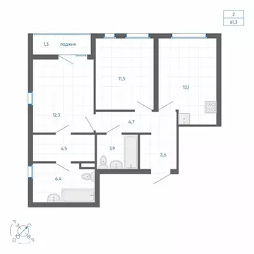 2-комнатная квартира: Екатеринбург, улица Вильгельма де Геннина, 59 ...