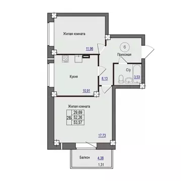 2-к кв. Псковская область, Псковский район, Завеличенская волость, д. ...