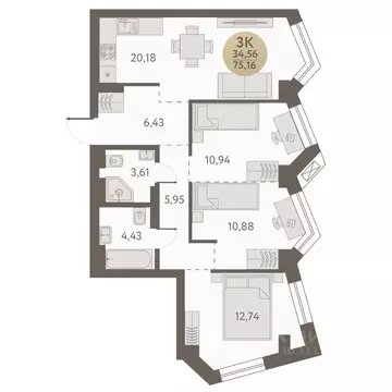 3-к кв. Новосибирская область, Новосибирск Урбан Пикс жилой комплекс ...