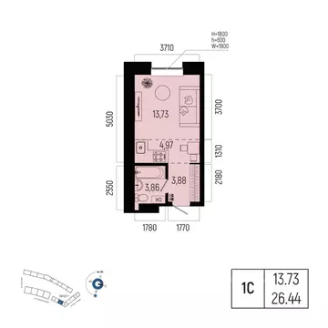 1-к кв. Башкортостан, Уфа Глумилино-1 мкр, Новатор жилой комплекс ...