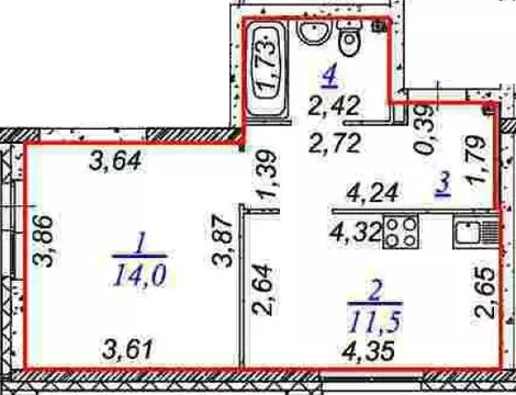 1-комнатная квартира: Екатеринбург, улица 8 Марта, 204Е (36.2 м)