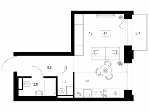 Квартира-студия: Москва, НАО, район Коммунарка, квартал № 75 (28.8 м)