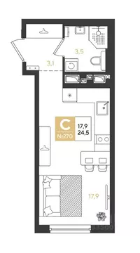 Студия Краснодарский край, Краснодар Самолет кв-л,  (24.5 м)