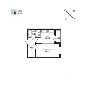 1-к кв. Свердловская область, Екатеринбург ул. Очеретина, 16 (40.17 м)