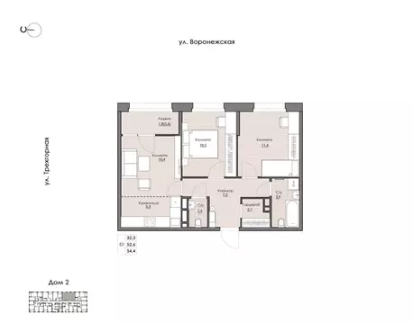 2-к кв. Хабаровский край, Хабаровск Воронежская ул., 161 (54.4 м)