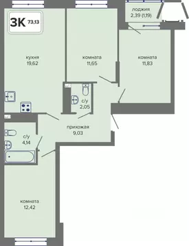 3-к кв. Пермский край, Пермь Гайва мкр,  (73.13 м)