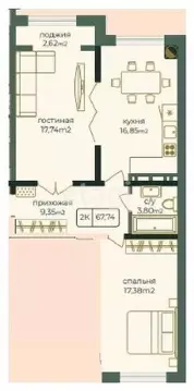 2-к кв. Дагестан, Каспийск просп. Акулиничева (67.74 м)