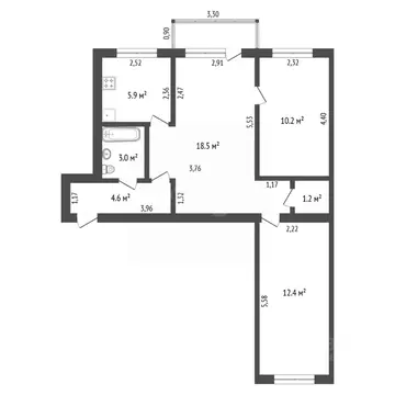 3-к кв. Амурская область, Благовещенск ул. Ленина, 72 (55.8 м)
