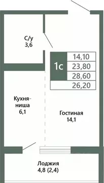 1-к кв. Кемеровская область, Кемерово 64-й мкр, Лучи жилой комплекс ...
