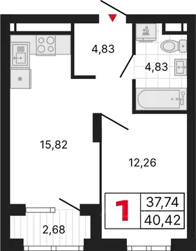 1-к кв. Свердловская область, Екатеринбург ул. Владимира Высоцкого, ...