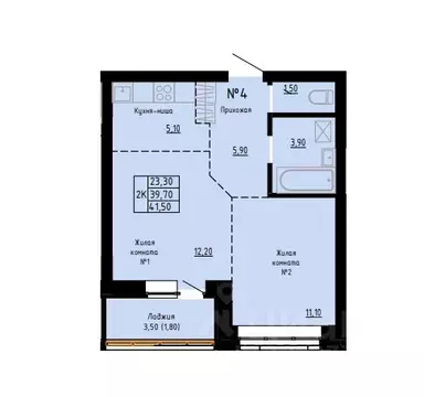 2-к кв. Алтайский край, Барнаул ул. Димитрова, 150 (41.5 м)