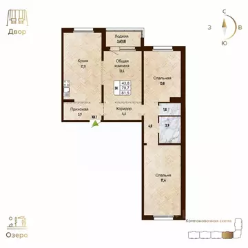 3-к кв. Новосибирская область, Новосибирск Рельефная ул., 106 (81.5 м)