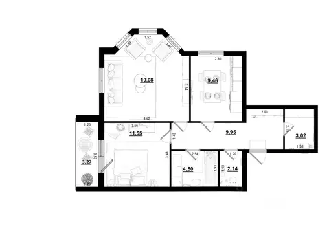 2-к кв. Калужская область, Калуга ул. Радостная, 10 (62.97 м)