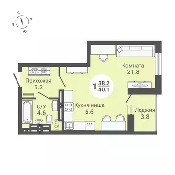 Студия Новосибирская область, Новосибирск ул. Петухова, 172 (40.1 м)