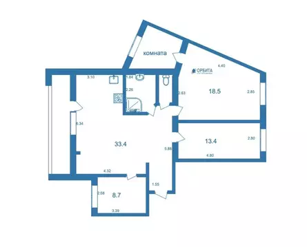 3-комнатная квартира: Тюмень, Широтная улица, 106 (73.6 м)
