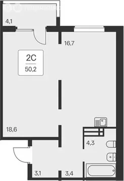 2-комнатная квартира: Новосибирск, квартал на Игарской (46.1 м)