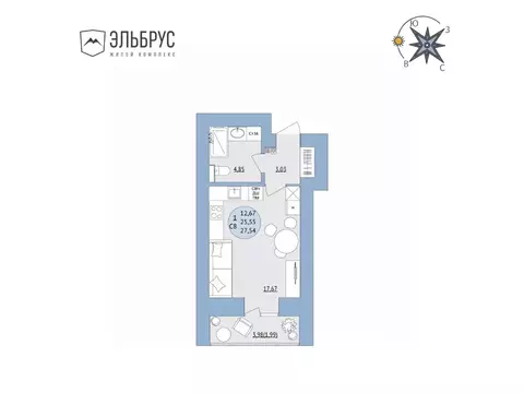 Студия Башкортостан, Уфа Кавказская ул., 24 (27.54 м)